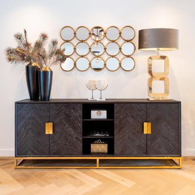 Richmond Dressoir 'Blackbone' Eiken, kleur Zwart / Goud, 225cm