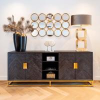 Richmond Dressoir 'Blackbone' Eiken, kleur Zwart / Goud, 225cm