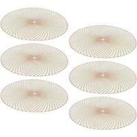 Decoris Placemat - 6x - goud - D38 cm - rond - polyurethaan leer - onderlegger