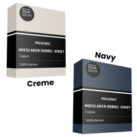 Topper Hoeslaken - Katoen Dubbel Jersey - 90x200 cm - Keuze Uit Meerdere Kleuren - Presence - Dekbed-Discounter.nl