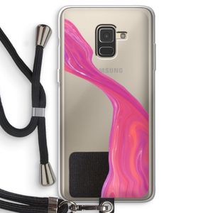 Paarse stroom: Samsung Galaxy A8 (2018) Transparant Hoesje met koord