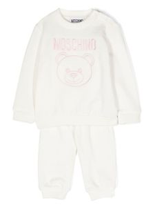 Moschino Kids survêtement en coton à logo brodé - Blanc