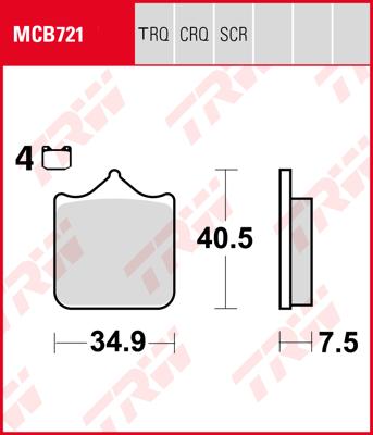 TRW Remblokken, en remschoenen voor de moto, MCB721TRQ Sinter track