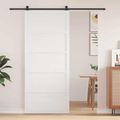 Schuifdeur Wit 100 x 208 cm Massief grenenhout