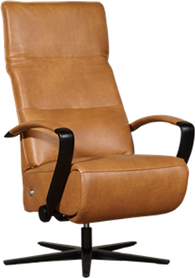 Cognac leren industriële relaxfauteuil Matrix - met stervoet chroom - zithoogte medium - Granada leer Sahara (cognac leer)