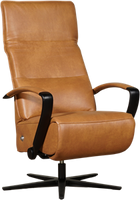 Cognac leren industriële relaxfauteuil Matrix - met stervoet chroom - zithoogte medium - Granada leer Sahara (cognac leer)