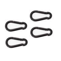 Karabijnhaak - 4x - zwart - staal - 5 cm - carabiner - 80 kg draagkracht