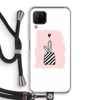 Zwart-wit cactus: Huawei P40 Lite Transparant Hoesje met koord