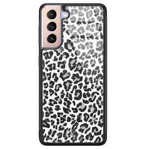 Samsung Galaxy S21 glazen hardcase - Luipaard grijs