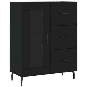 The Living Store Dressoir Zwart - 69.5 x 34 x 90 cm - Klassieke Uitstraling