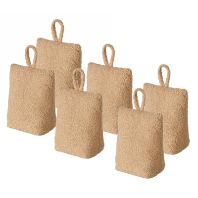 Deurstopper zak - 6x - 1 kilo - licht bruin - pluche/teddy stof - 20 x 10 cm Deurstopper zak - 6x - 1 kilo - licht bruin - pluche/teddy stof - 20 x 10 cm