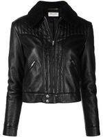 Saint Laurent veste crop en cuir - Noir - thumbnail