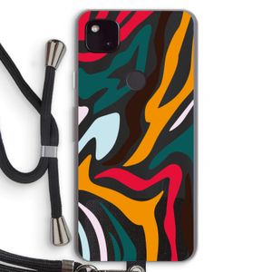 Colored Zebra: Pixel 4a 5G Transparant Hoesje met koord