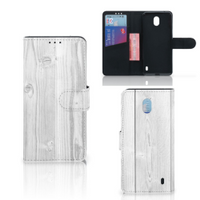 Nokia 1 Plus Book Style Case White Wood