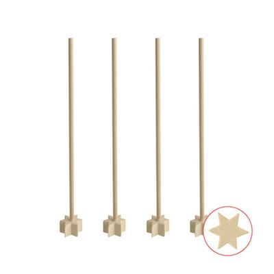 Cocktailstampers - 50x - hout - ster vormig - herbruikbaar - 17 cm