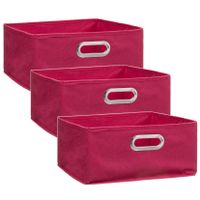 Set van 3x stuks opbergmand/kastmand 14 liter framboos roze linnen 31 x 31 x 15 cm - thumbnail