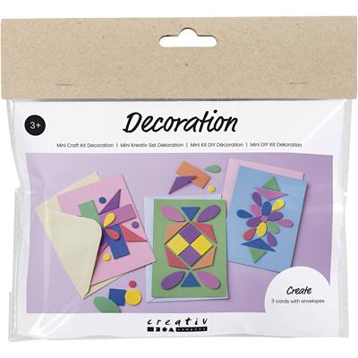 Creativ Company Mini hobbyset decoratie, versierde kaarten, blauw, groen, roze, 1 doos