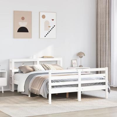 Bedframe zonder matras massief grenenhout wit 150x200 cm