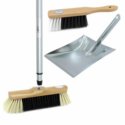 Bezemset lichtbruin van metaal - inclusief telescoopsteel 200 cm - voor binnen