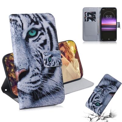 Tijger patroon gekleurde tekening horizontale Flip lederen case voor Sony Xperia 1 met houder & kaartsleuven & portemonnee