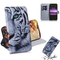 Tijger patroon gekleurde tekening horizontale Flip lederen case voor Sony Xperia 1 met houder & kaartsleuven & portemonnee
