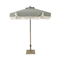 sweeek - Parasol recht met franjes 2m, staal