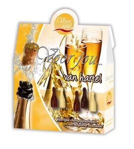 Voor Jou! Cadeau doos champagneflesjes van harte
