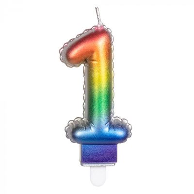 Kaarsje Regenboog Cijfer 1