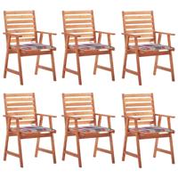 Tuinstoelen 6 st met kussens massief acaciahout