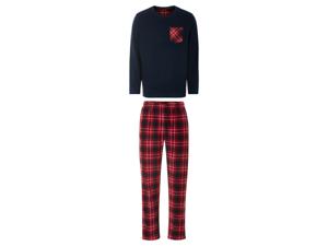 LIVERGY Heren fleece pyjama (rood/geruit/donkerblauw, M)
