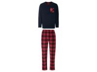 LIVERGY Heren fleece pyjama (rood/geruit/donkerblauw, M)