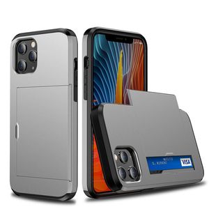 iPhone 12 Pro Max hoesje - Backcover - Hardcase - Pasjeshouder - Portemonnee - Shockproof - TPU - Grijs