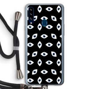 Eyes pattern: Samsung Galaxy A20s Transparant Hoesje met koord