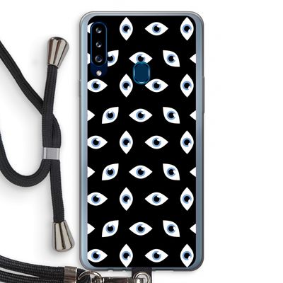 Eyes pattern: Samsung Galaxy A20s Transparant Hoesje met koord
