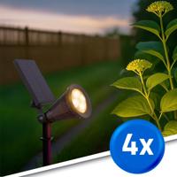Solar spot highlight voor wandmontage of grondspies warm wit voordeelset 4