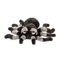 Pluche knuffel spin - tarantula - zwart/grijs - 22 cm - speelgoed - thumbnail