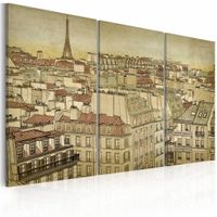 Schilderij - Parijs De stad in harmonie, 3 luik, Bruin/Beige, 3 maten, Premium print