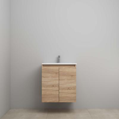 On-Line Onderkast - 60 cm - Bouwpakket - Greeploos 2 Deuren - Acryl Wastafel - 1 Kraangat - Eiken