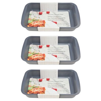 3x Grijze rechthoekige glazen ovenschalen 1,8 liter 29,5 x 18 x 5 cm