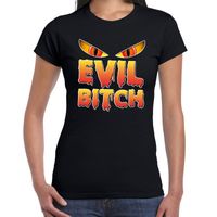 Halloween Evil Bitch verkleed t-shirt zwart voor dames - thumbnail