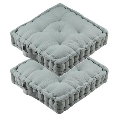 Stof Textile Vloerkussen Maxime - 2x - lichtgroen - katoen - 45 x 45 x 10 cm - vierkant - Extra dik