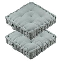 Stof Textile Vloerkussen Maxime - 2x - lichtgroen - katoen - 45 x 45 x 10 cm - vierkant - Extra dik