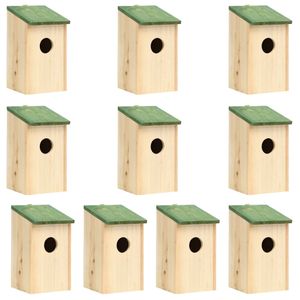 VidaXL Vogelhuisjes 10 st 12x12x22 cm massief vurenhout