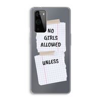 No Girls Allowed Unless: OnePlus 9 Pro Transparant Hoesje