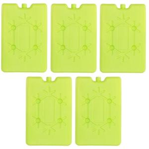 Koelelement plat - 5x - groen - 200 ml - 11 x 16 cm - koeltas/koelbox element
