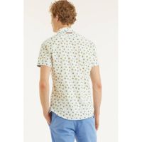 A fish named Fred slim fit overhemd Lemons met all over print wit/geel - thumbnail