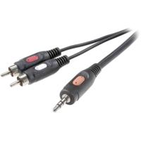 SpeaKa Professional SP-7869792 Cinch / Jackplug Audio Aansluitkabel [2x Cinch-stekker - 1x Jackplug male 3,5 mm] 10.00 m Zwart - thumbnail