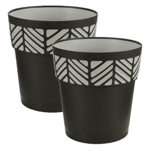 2x stuks kunststof Orfeo bloempotten/plantenpotten antraciet 25 cm