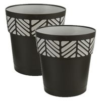 2x stuks kunststof Orfeo bloempotten/plantenpotten antraciet 25 cm