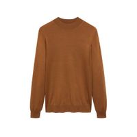 Mango Man fijngebreide wollen trui camel - thumbnail